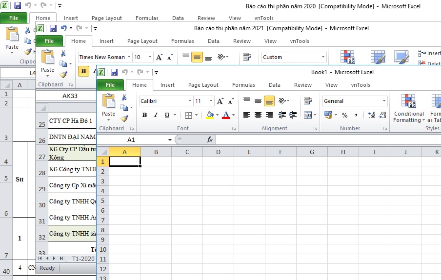 Cách mở 2 file excel cùng 1 lúc